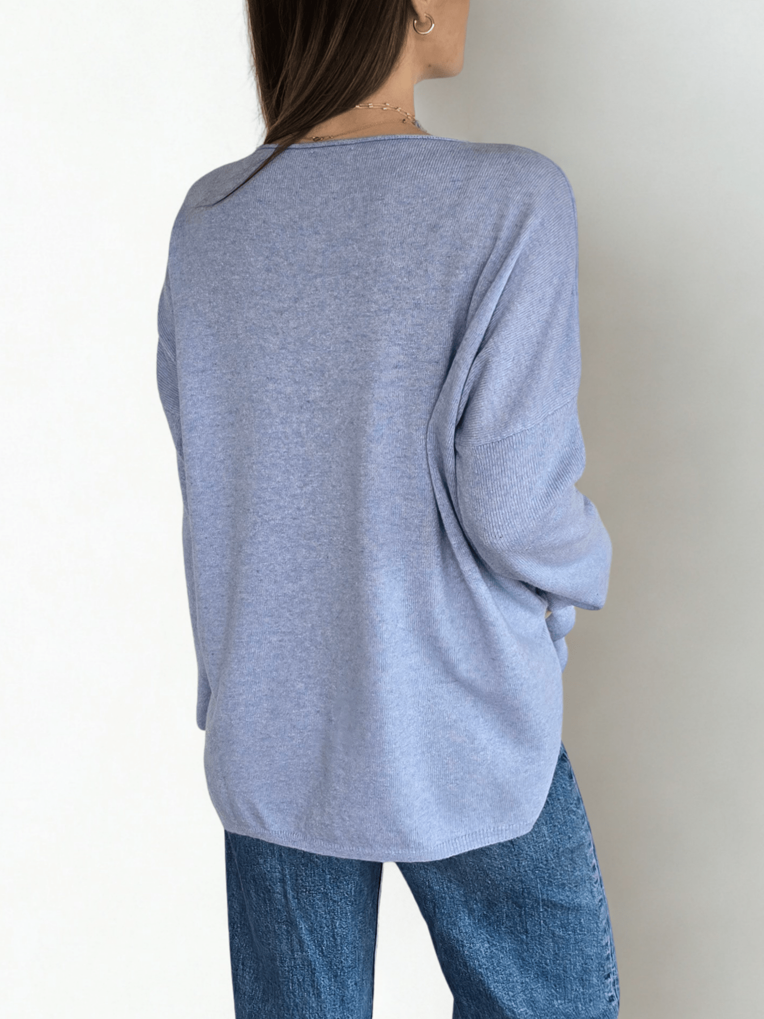 Sweater Italiano Puño Abierto, color Celeste