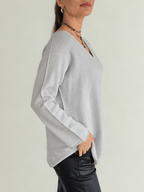 Sweater Italiano Escote en V, color Gris