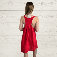 Cargar imagen en el visor de la galería, Vestido de Lino Italiano sin mangas, color Rojo
