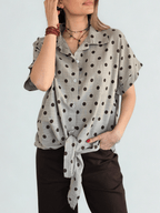 Blusa Italiana Lunares Manga corta, fondo Taupe