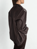 Blusa Italiana Bordada, color Chocolate