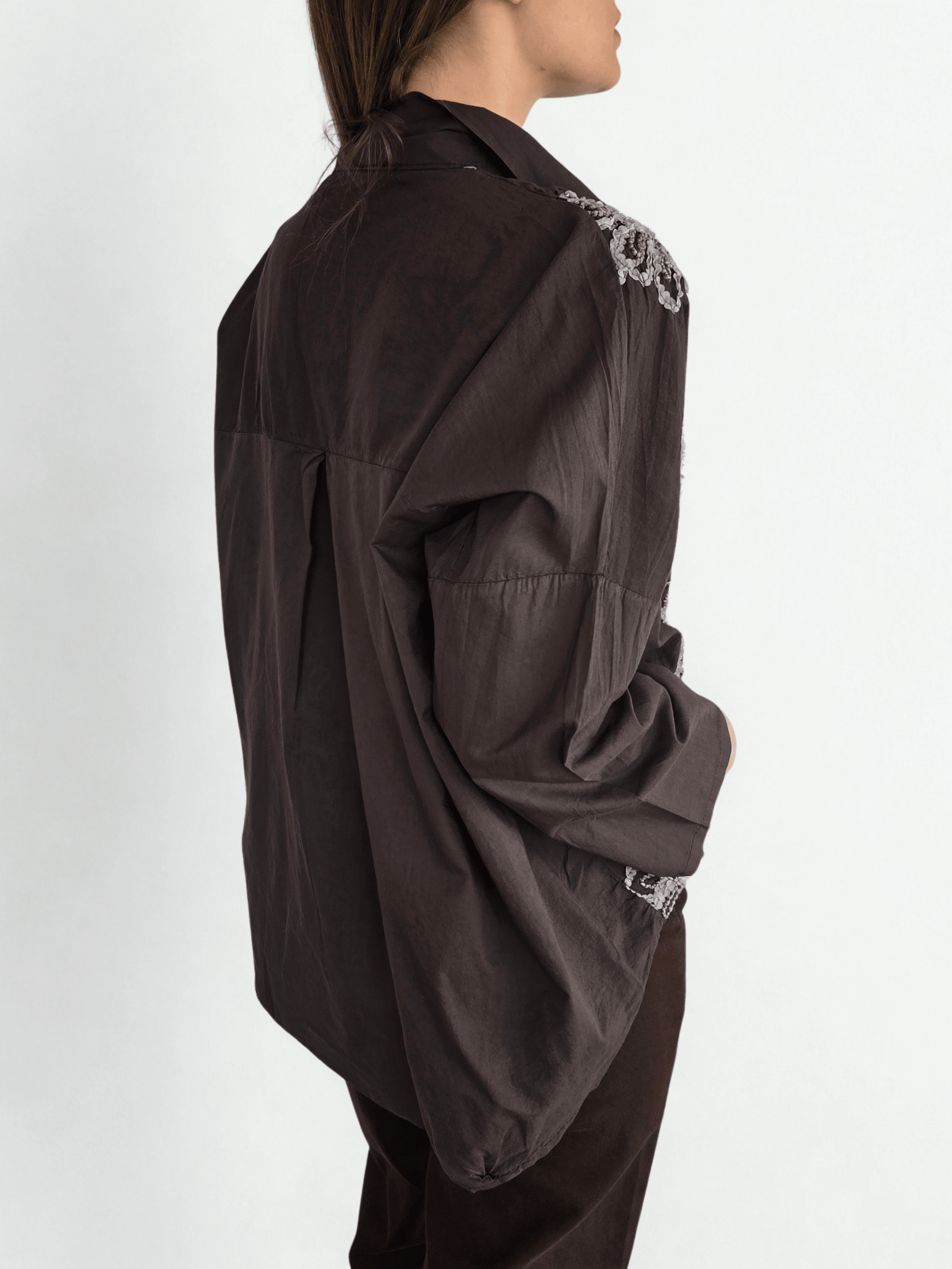 Blusa Italiana Bordada, color Chocolate