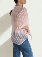 Blusa Italiana Rayada, fondo Rosado