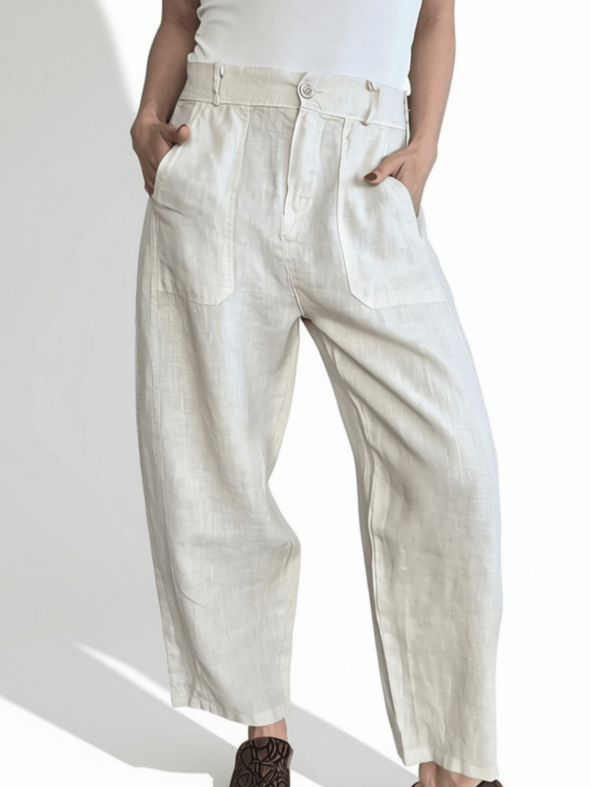 Pantalón Italiano 100% Lino, color Beige