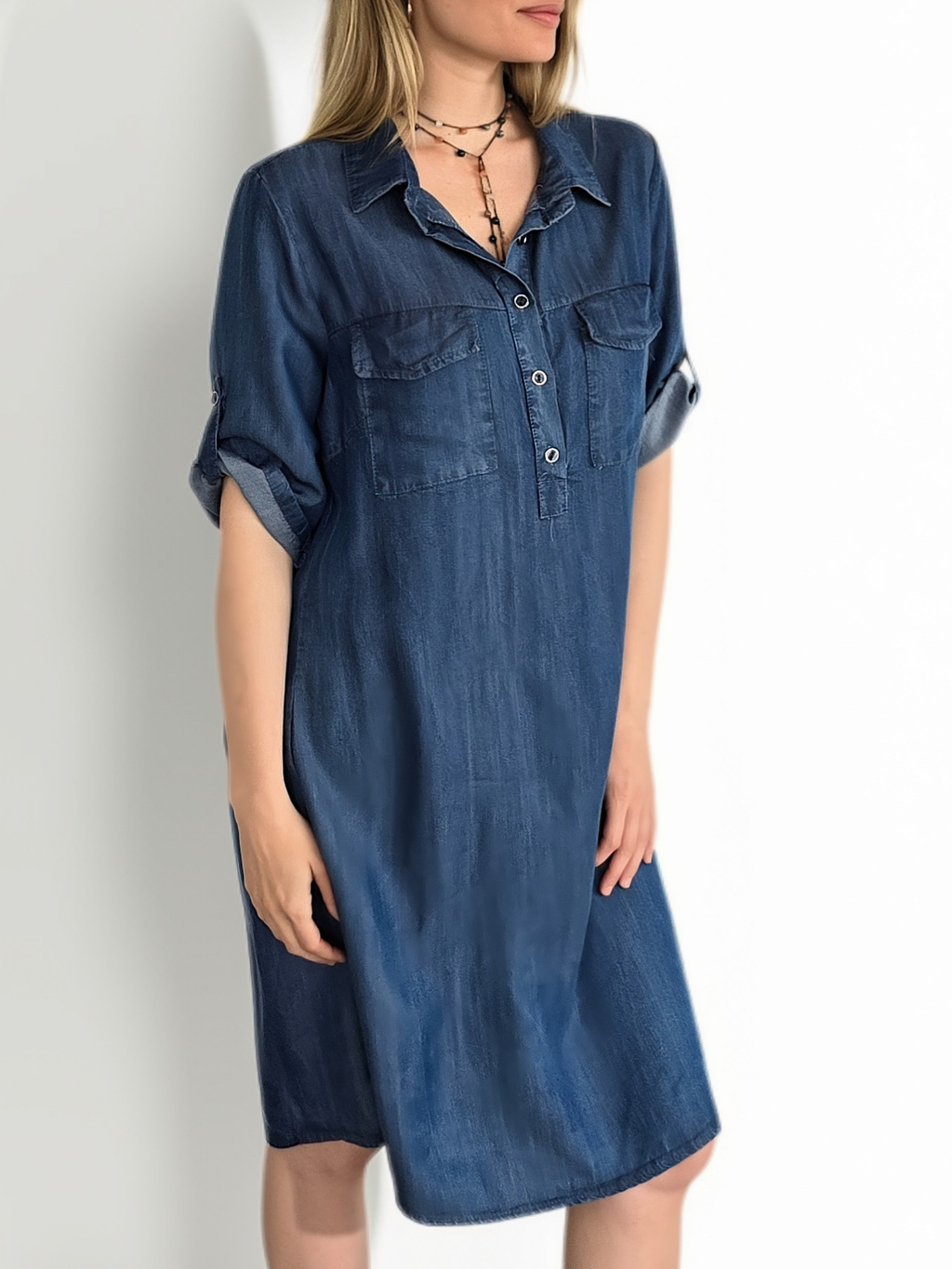 Vestido Italiano Tencel, color Azul