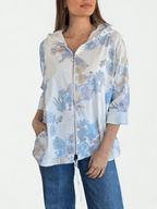 Chaqueta Estampada Flores, fondo Blanco