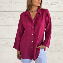Cargar imagen en el visor de la galería, Blusa Italiana Venecia 100% Lino, color Magenta
