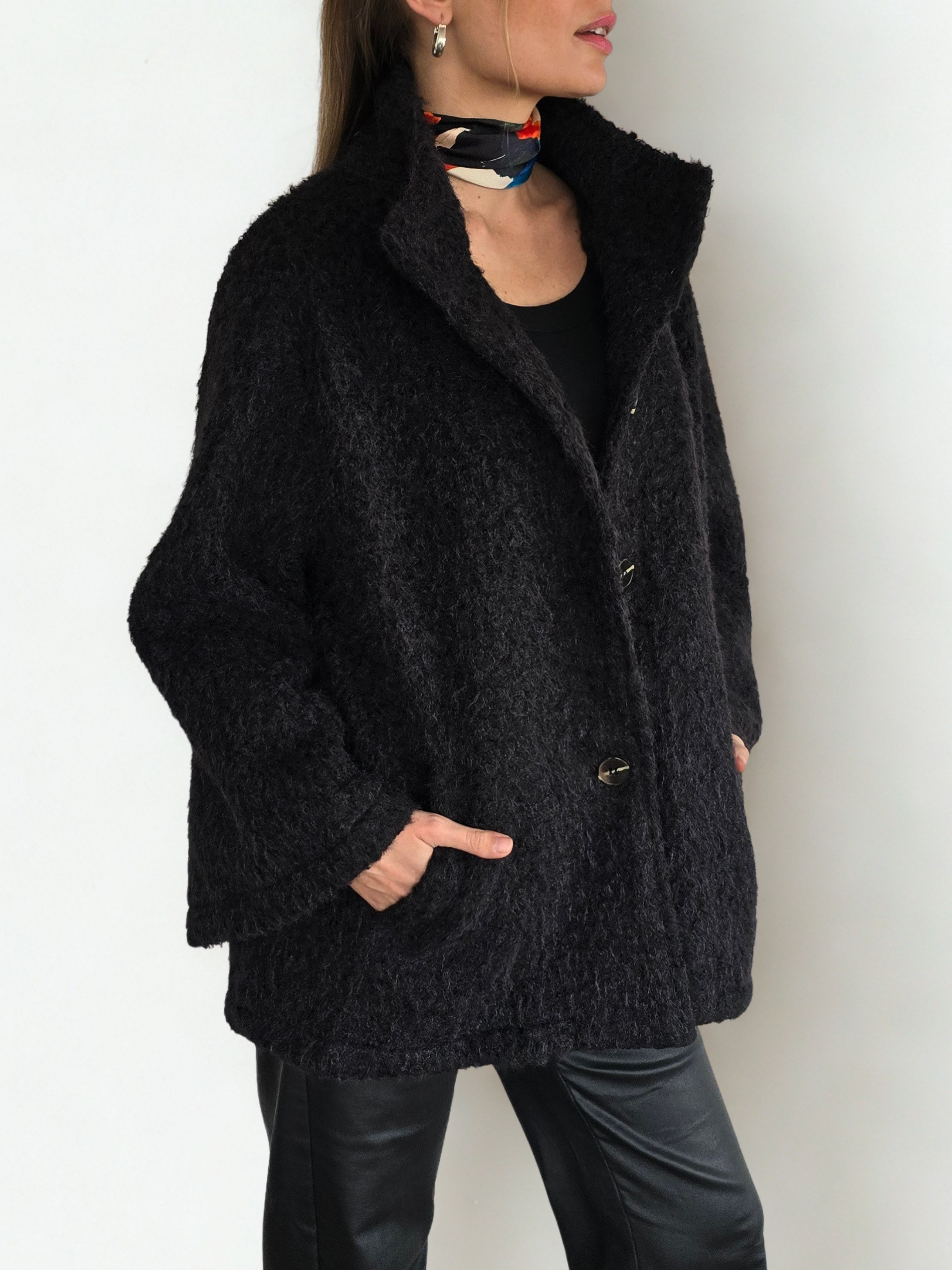 Chaqueta Bouclé, color Gris Oscuro