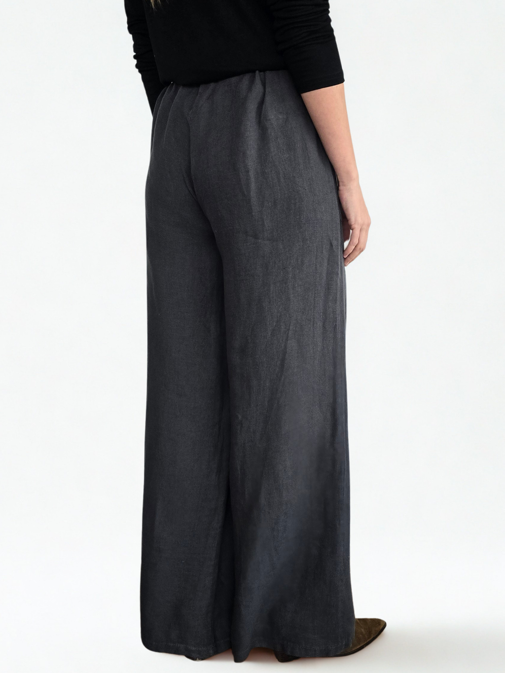 Pantalón de Lino Italiano con Cinturón, color Gris