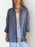 Blusa de Algodón, color Azul