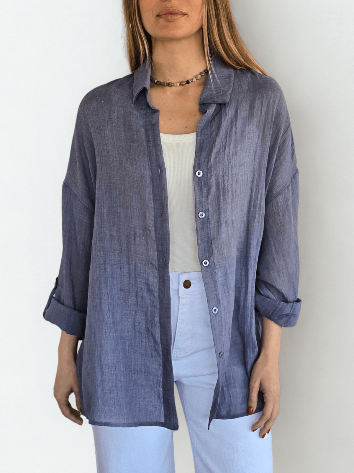Blusa de Algodón, color Azul