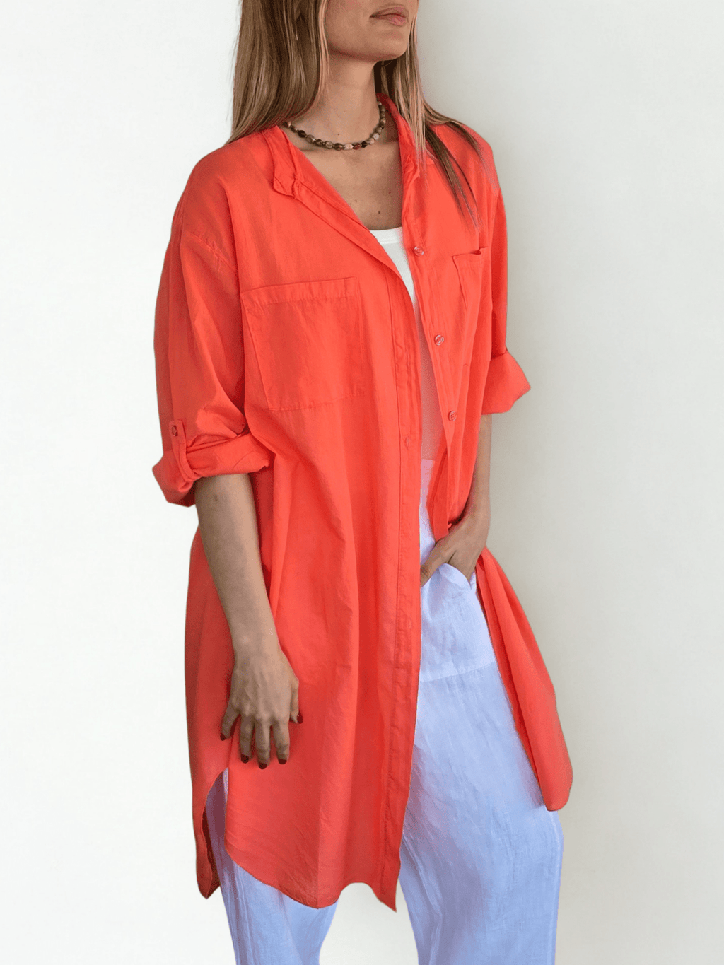 Blusa Italiana Larga, color Coral
