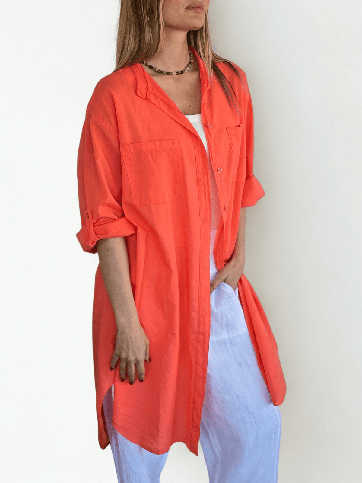 Blusa Italiana Larga, color Coral