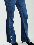 Pantalón Jeans con botones dorados, color azul jeans