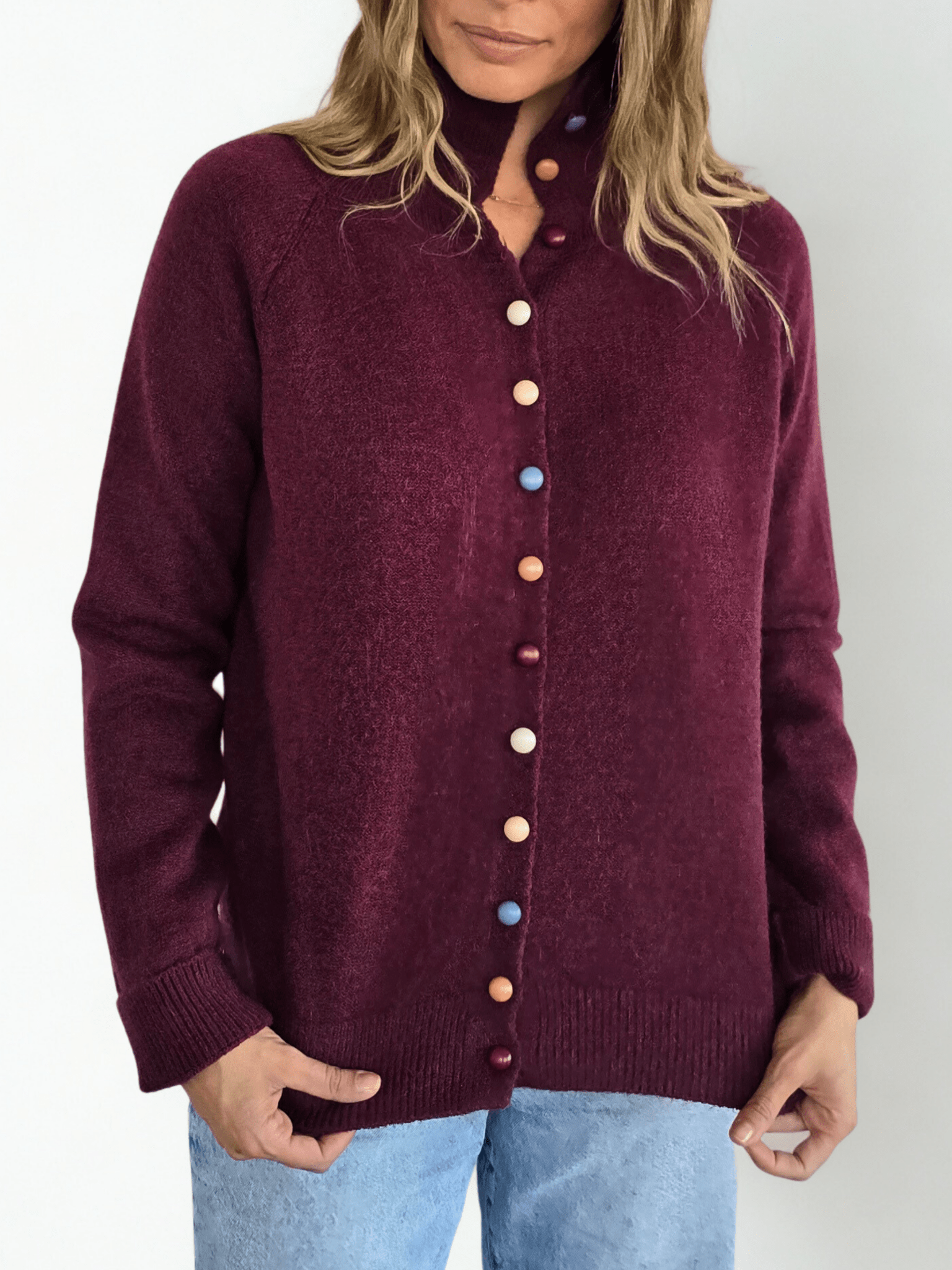 Chaleco con Botones de Colores, color Burdeo