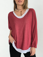 Sweater Italiano con Polera, color Burdeo