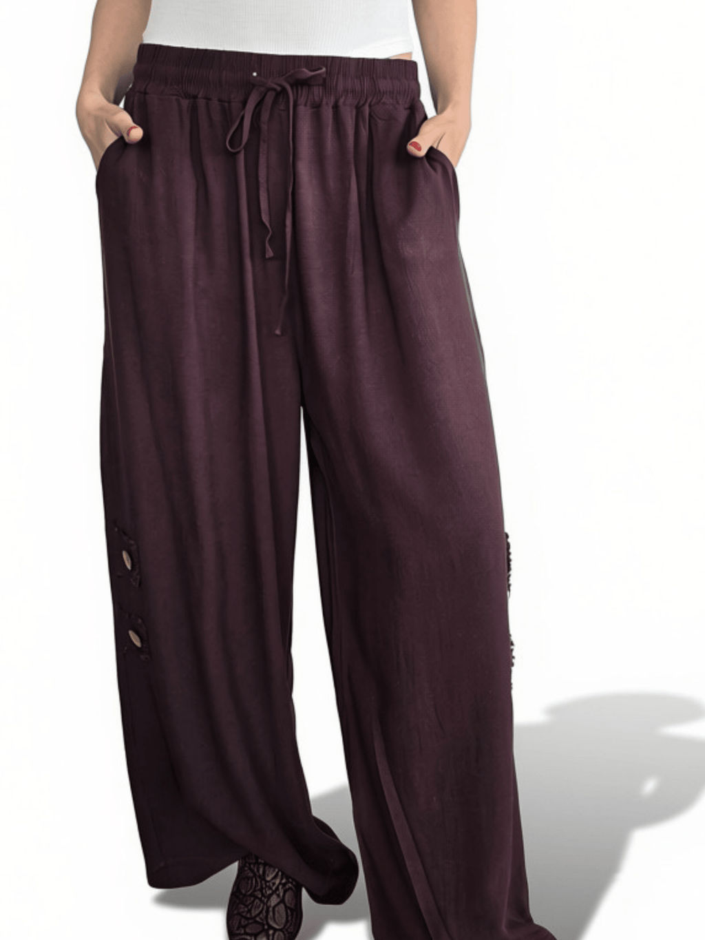 Pantalón con Botones a los Lados, color Chocolate