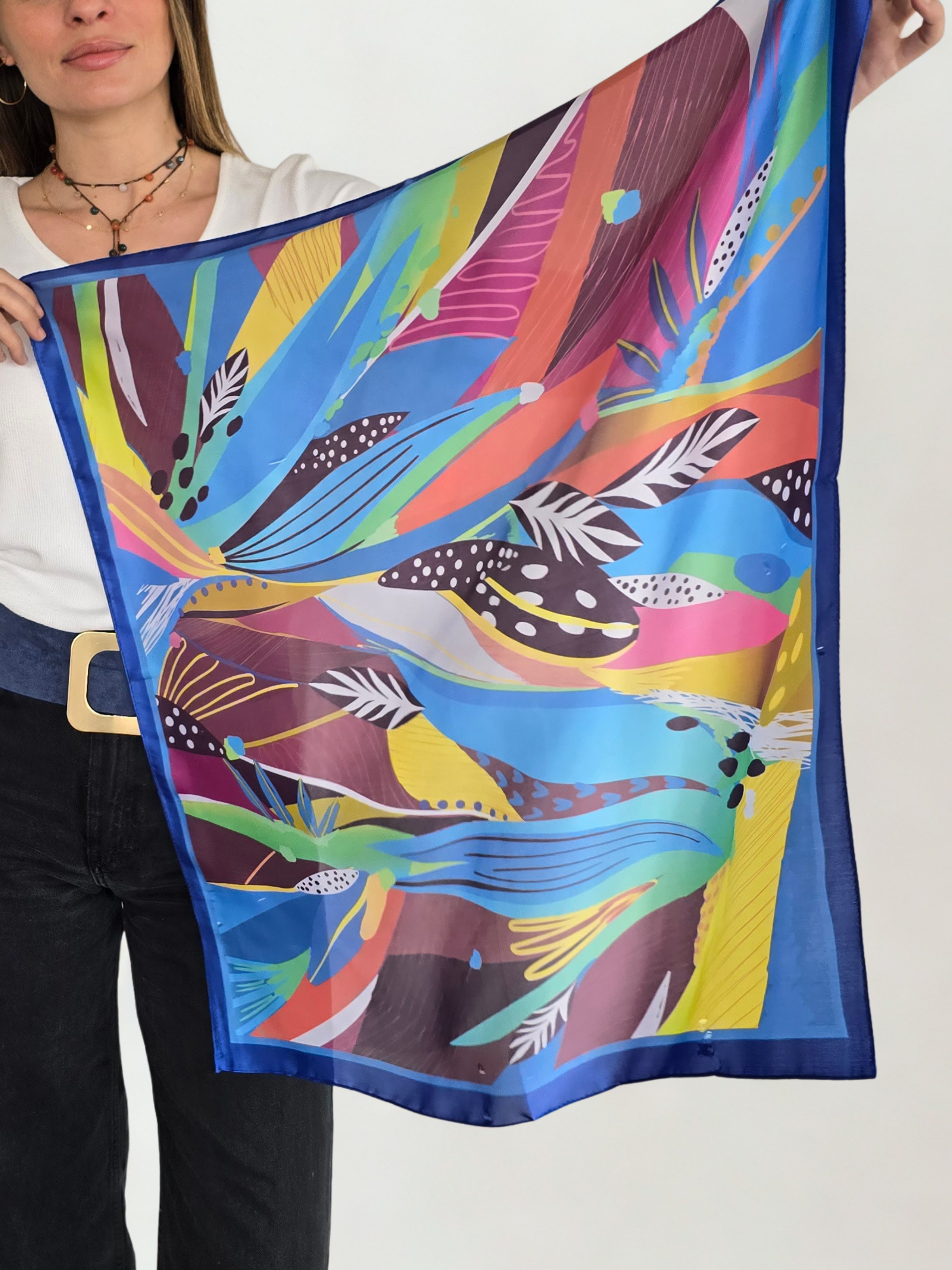 Pañuelo Estampado, Orilla Azul Rey