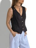 Blusa Gillette Italiano 100% Lino, color Chocolate