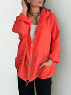 Chaqueta Italiana 100% Lino, color Coral