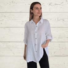Cargar imagen en el visor de la galería, Blusa Italiana 100% Lino, color Blanco
