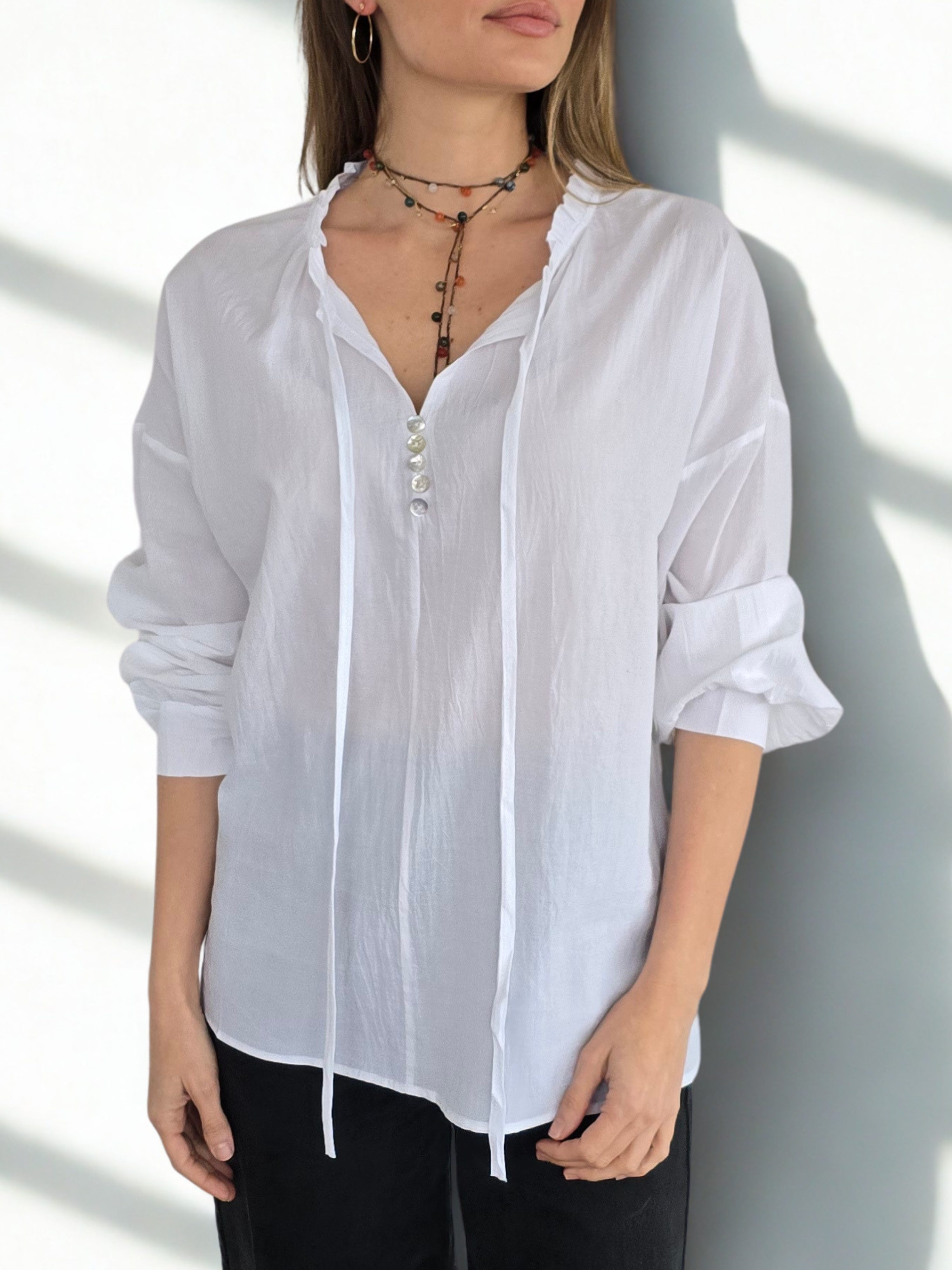 Blusa con Tiritas, color Blanco