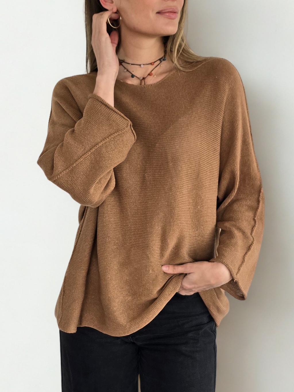 Sweater Italiano Básico, color Camel