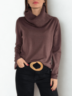 Sweater Cuello Subido, color Chocolate