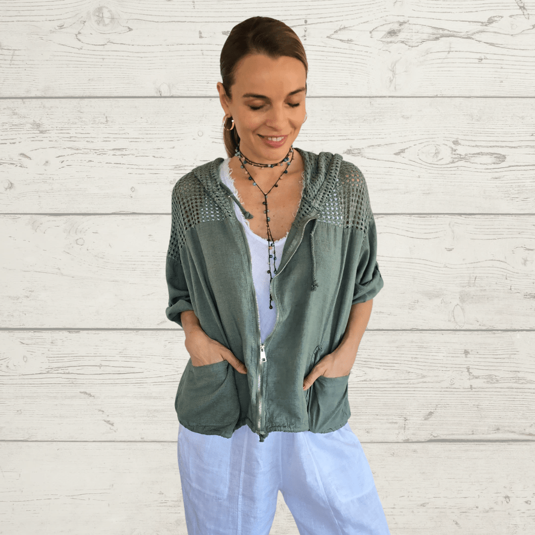 Chaqueta Italiana con gorro, color Verde