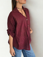 Blusa Italiana Estampada, fondo Burdeo