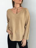 Sweater Italiano escote en V, color Camel