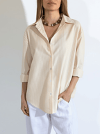 Blusa Rayada , color Amarillo con Blanco