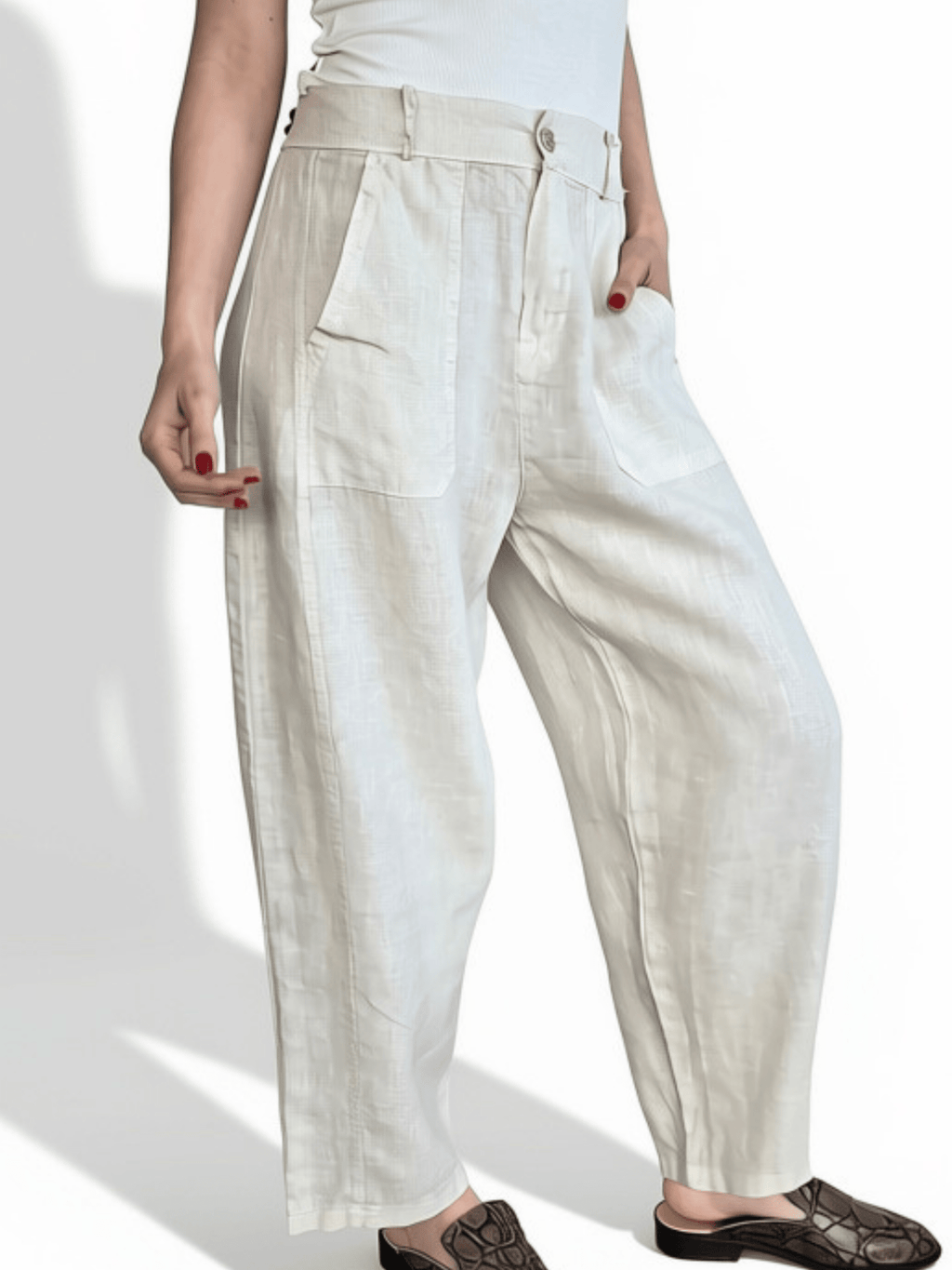 Pantalón Italiano 100% Lino, color Beige