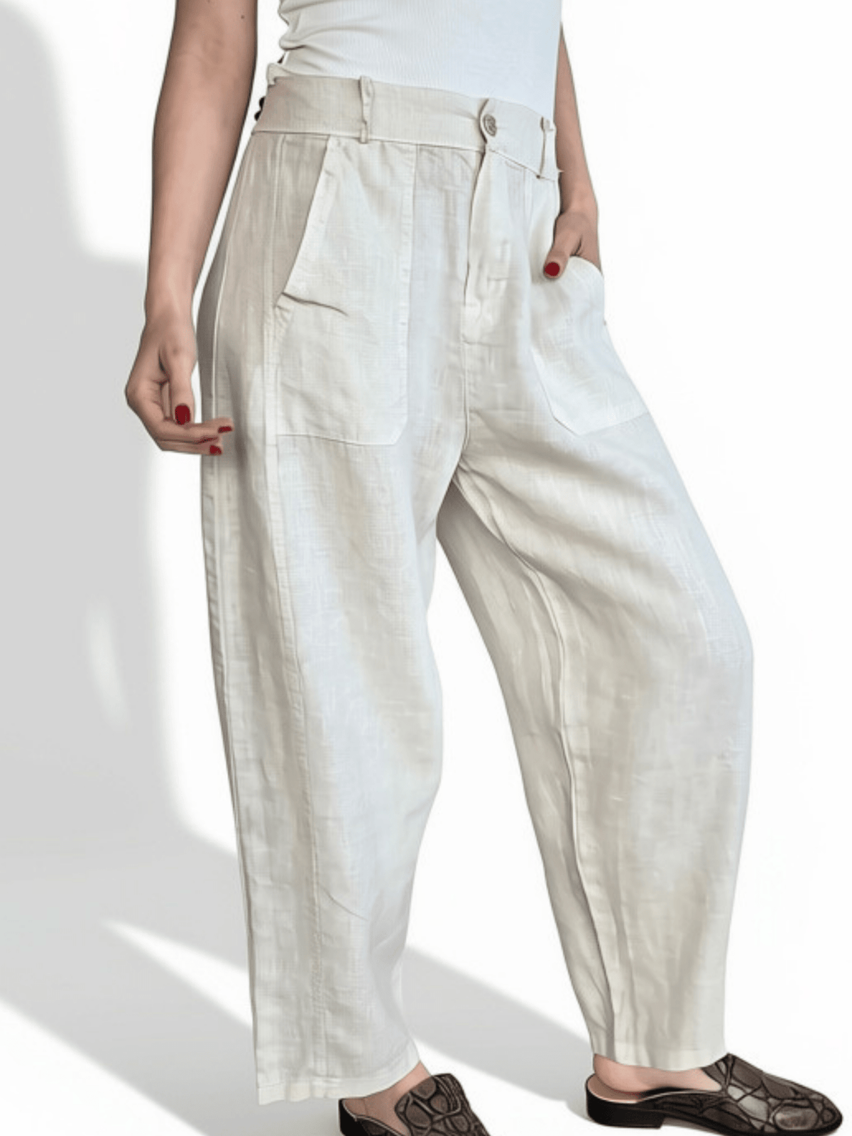 Pantalón Italiano 100% Lino, color Beige