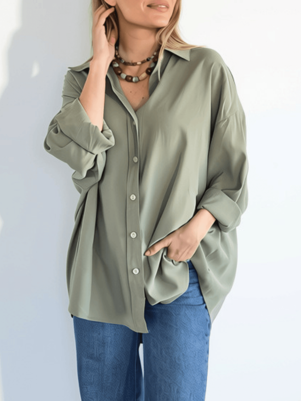 Blusa Tencel, color Verde