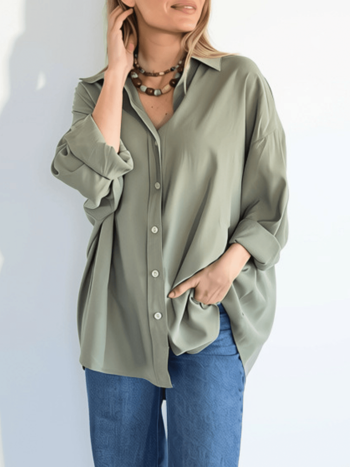 Blusa Tencel, color Verde