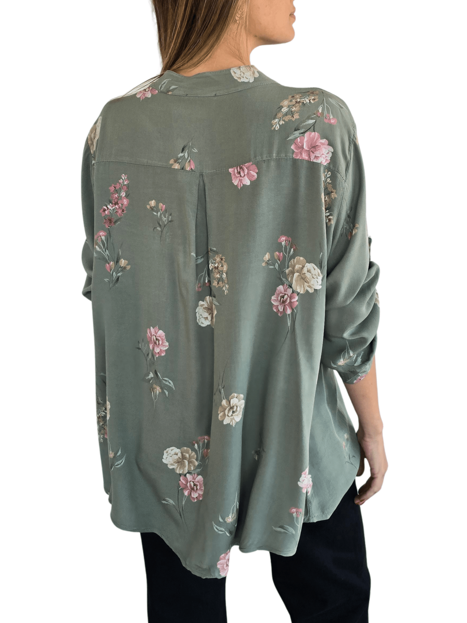 Blusa Italiana estampada, fondo Verde