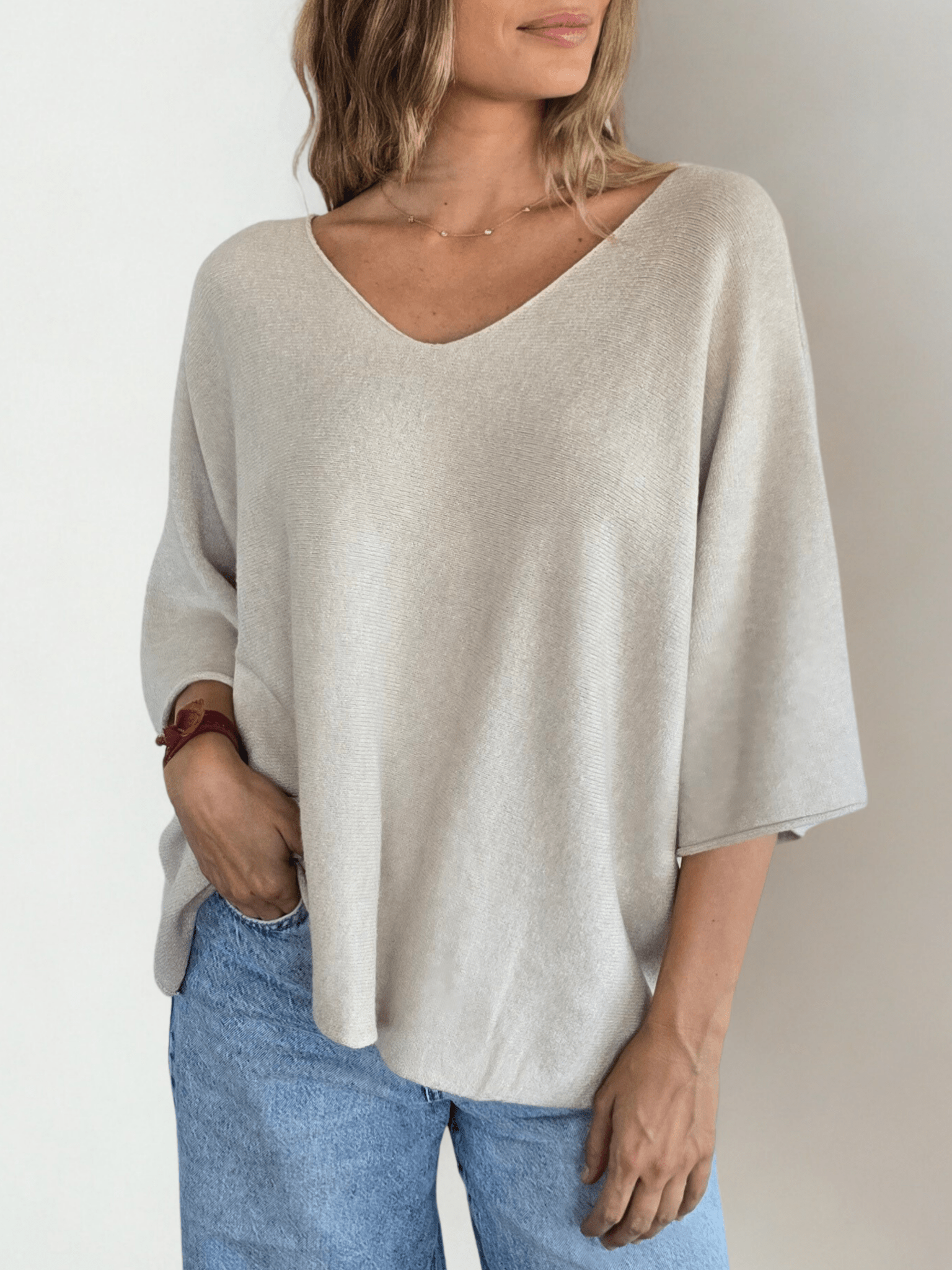 Sweater Italiano Manga 3/4, color Beige
