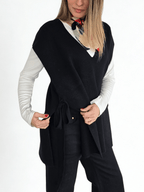 Sweater sin Mangas Lazo, color Negro