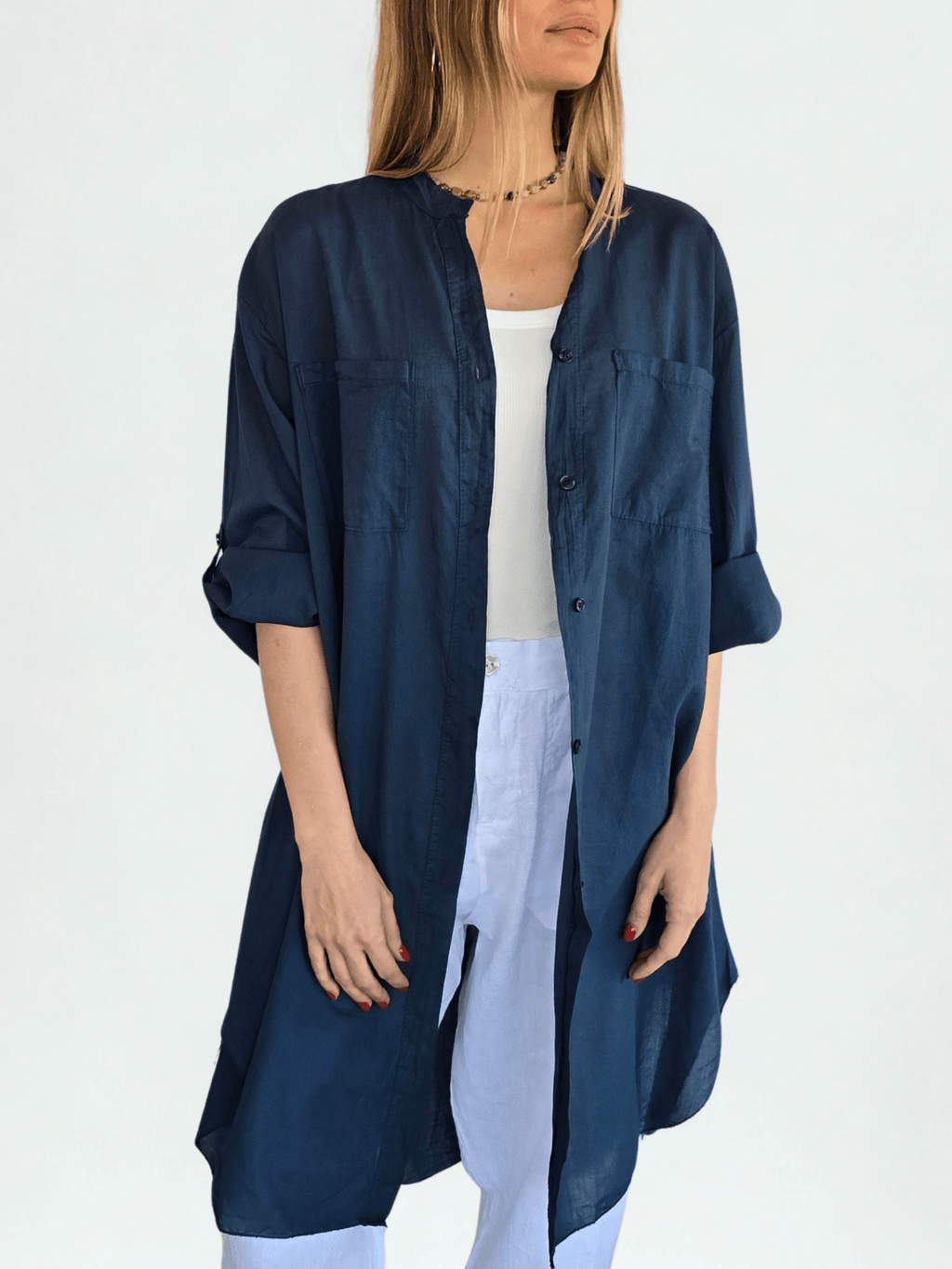 Blusa Italiana Larga, color Azul