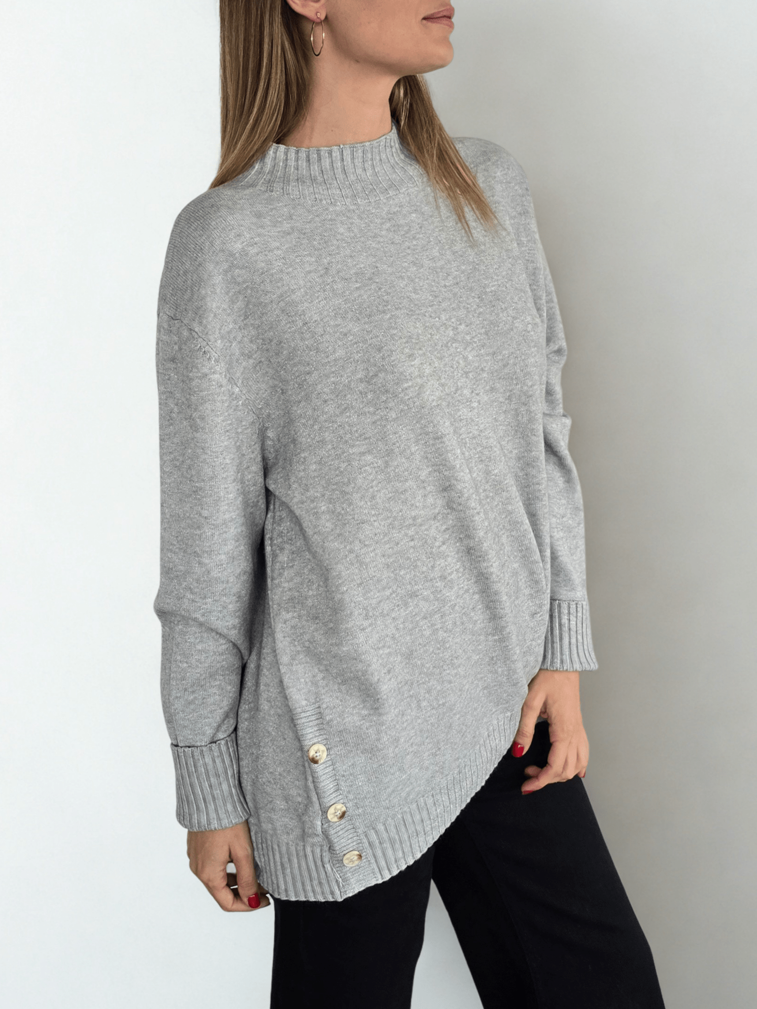 Sweater con Botones a los lados, color Gris
