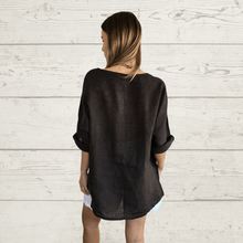 Cargar imagen en el visor de la galería, Blusa Italiana Verona 100% Lino, color Chocolate
