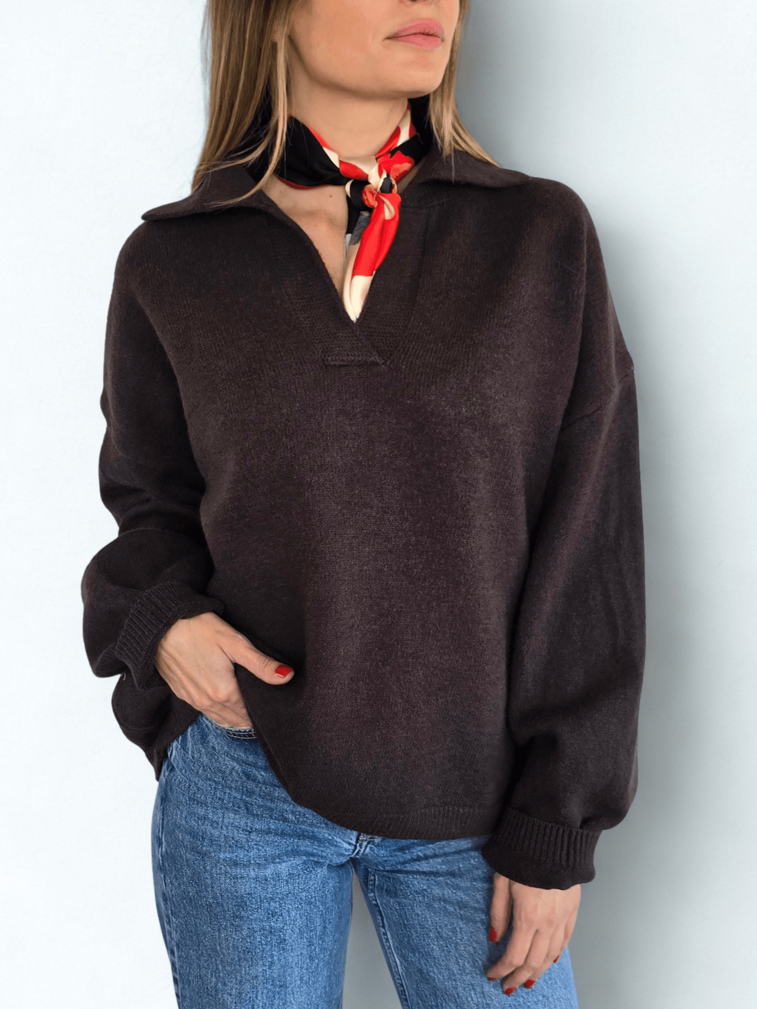 Sweater con Cuello, color Chocolate