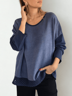 Blusa Italiana Bordada, color Azul