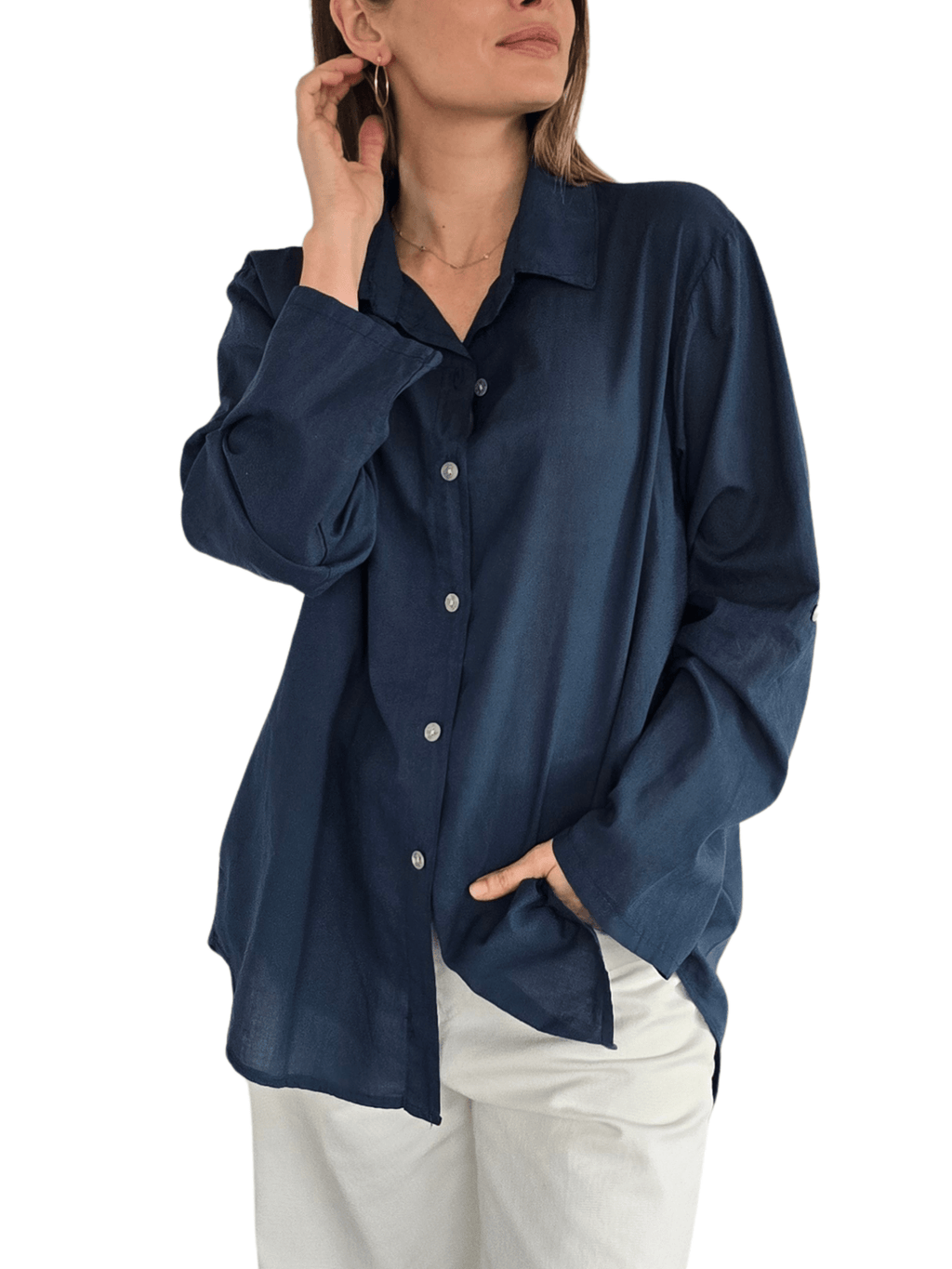 Blusa Italiana 100% Algodón, color Azul