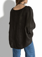 Blusa 100% Lino Italiano Ancha, color Chocolate