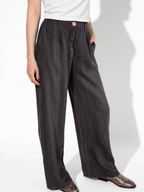 Pantalón 100% Lino Italiano, color Chocolate
