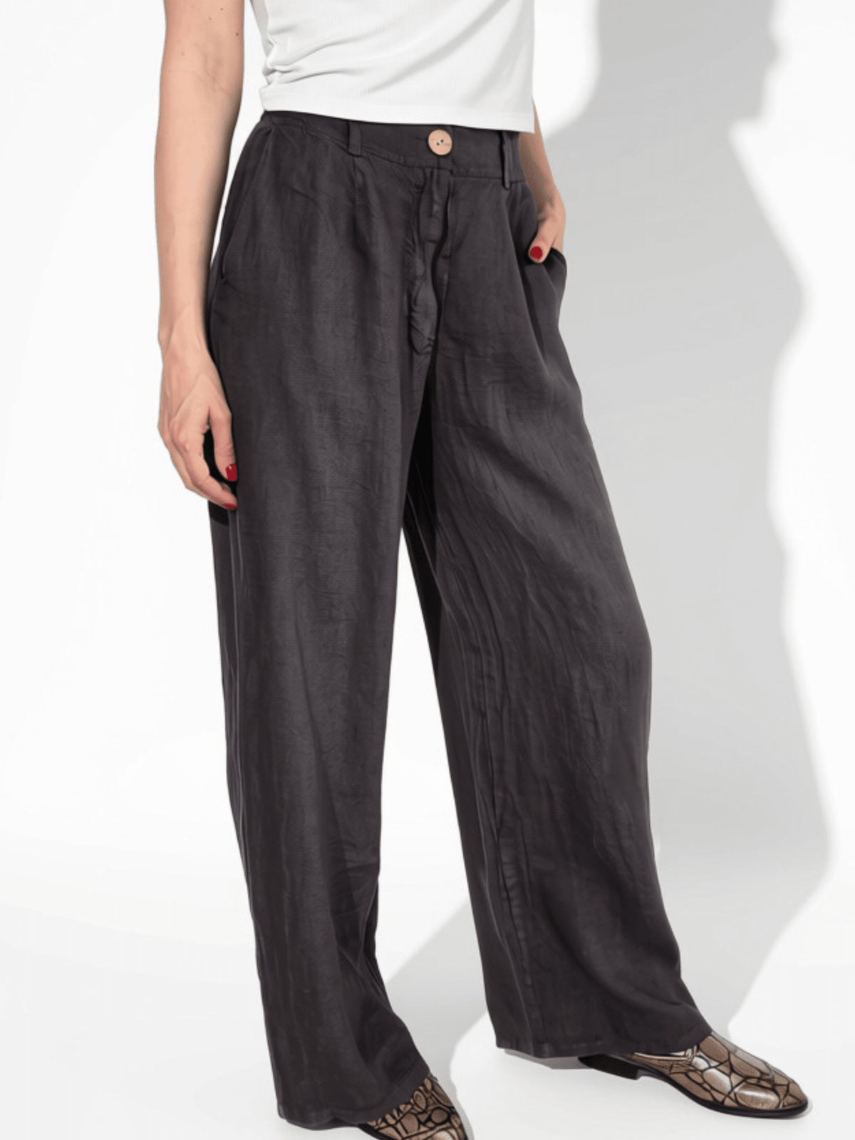 Pantalón 100% Lino Italiano, color Chocolate