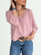 Sweater Italiano Manga 3/4, color Rosado