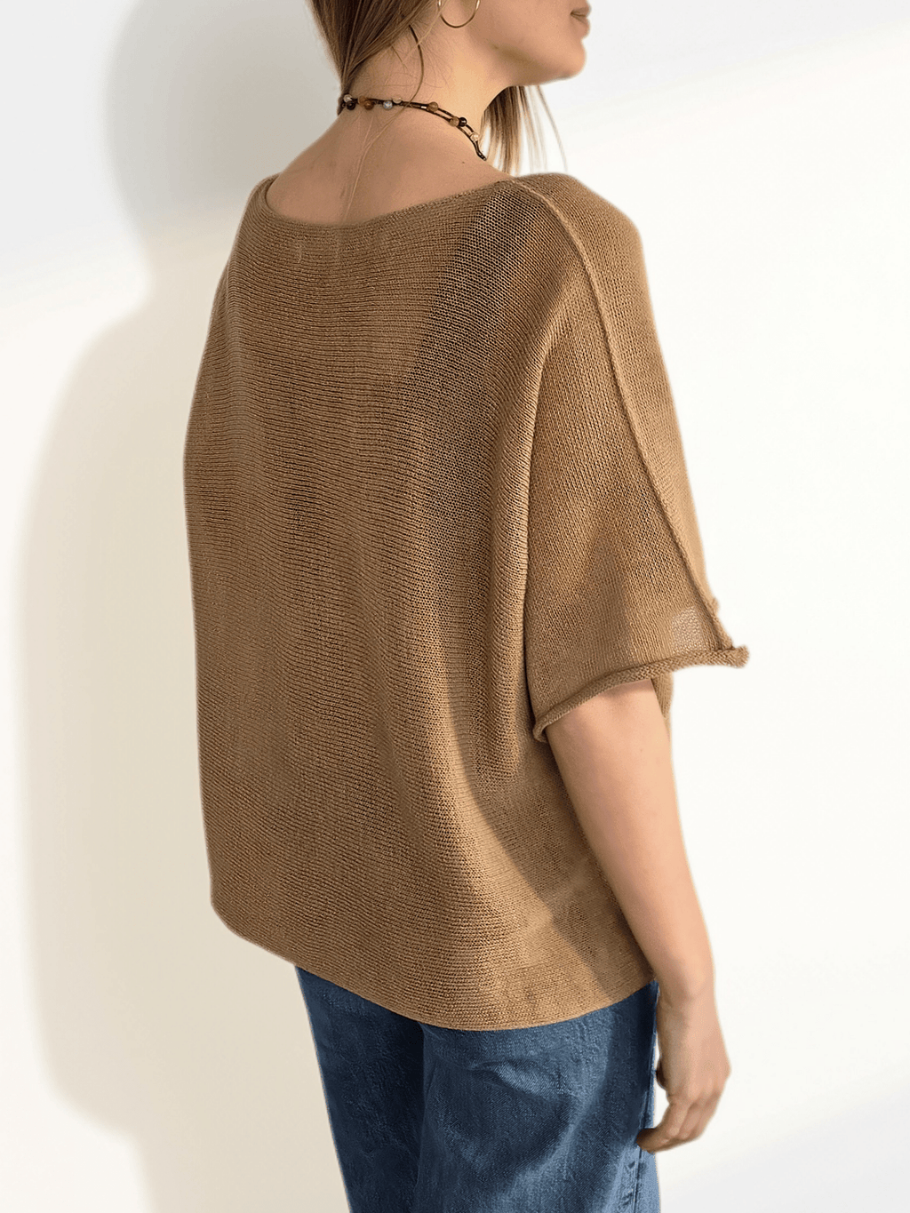 Sweater Italiano Manga 3/4, color Tostado